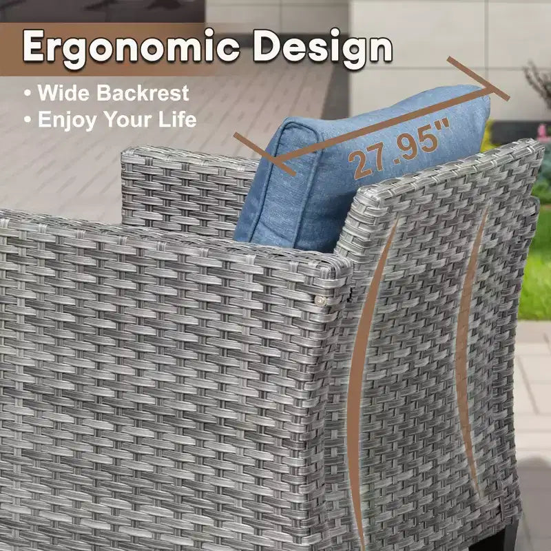 Ovios Tampa Ensemble de meubles de patio extérieur 8 pièces en osier avec canapé, fauteuils pivotants et coussins