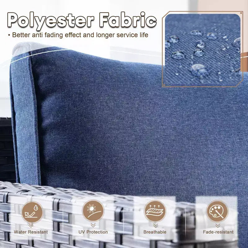 Ovios Tampa Ensemble de meubles de patio extérieur 8 pièces en osier avec canapé, fauteuils pivotants et coussins