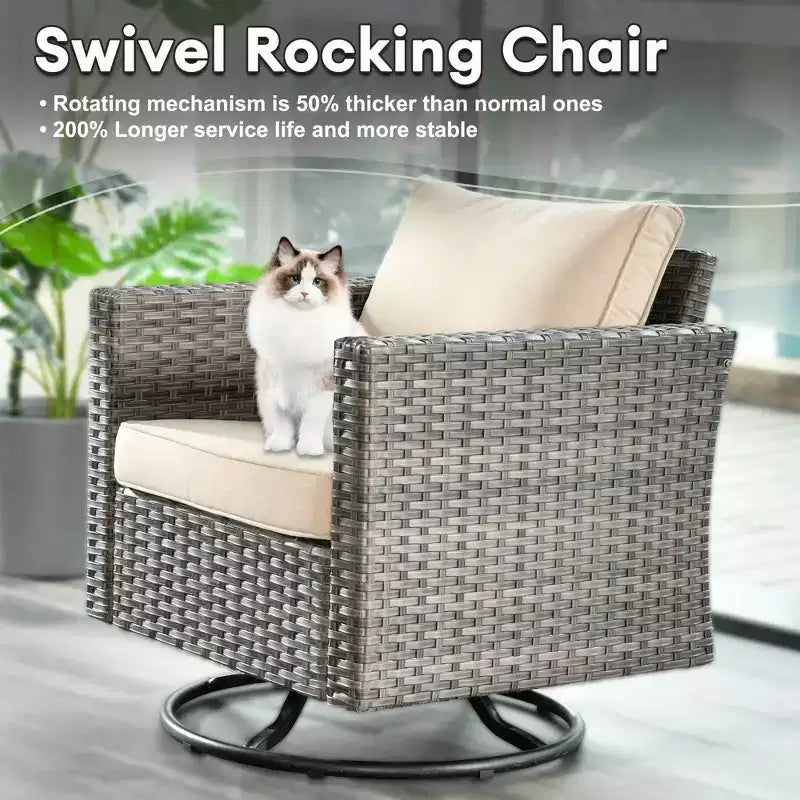 Ovios Tampa Ensemble de meubles de patio extérieur 8 pièces en osier avec canapé, fauteuils pivotants et coussins