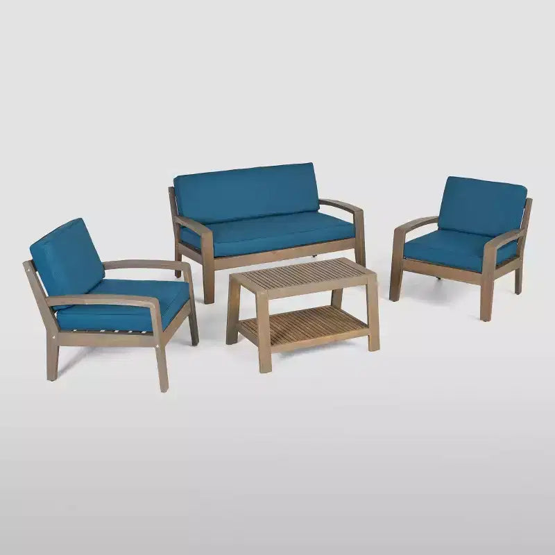 Ensemble de discussion de patio 4 pièces Grenada Acacia - Christopher Knight Home