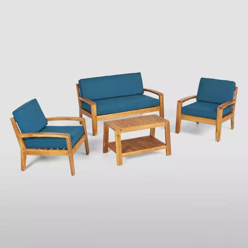 Ensemble de discussion de patio 4 pièces Grenada Acacia - Christopher Knight Home