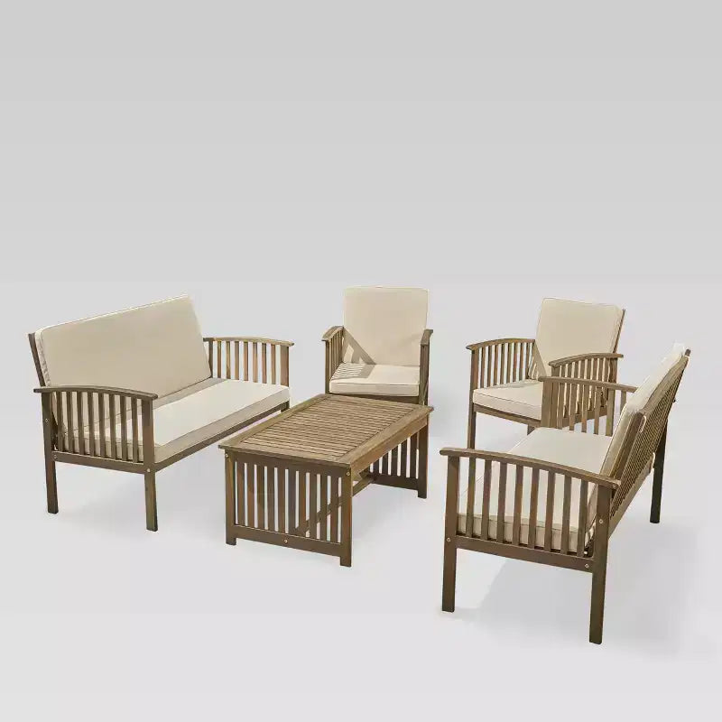 Ensemble de canapé 5 pièces en bois d'acacia Carolina - Christopher Knight Home: