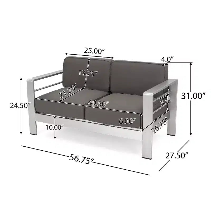 Ensemble de mobilier d'extérieur Cape Coral 5 pièces en aluminium et MGO avec table brasero - Christopher Knight Home